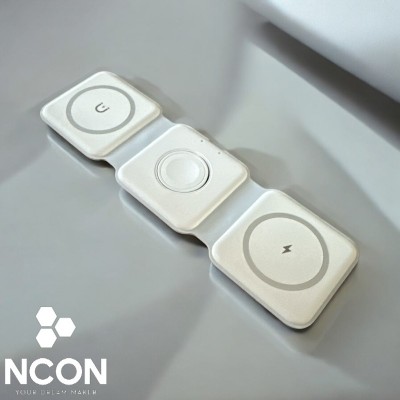 3 σε 1 Ασύρματη βάση φόρτισης πολλαπλών λειτουργιών - 3 σε 1 Magnetic Wireless Charging Dock – Λευκό