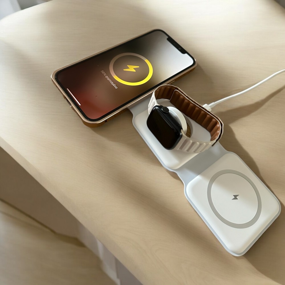 3 σε 1 Ασύρματη βάση φόρτισης πολλαπλών λειτουργιών - 3 σε 1 Magnetic Wireless Charging Dock – Λευκό